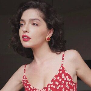 18K Gold Plated Italian Red Vintage Earrings